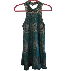 Dina be Green Lace Halter Mini Dress Size Small